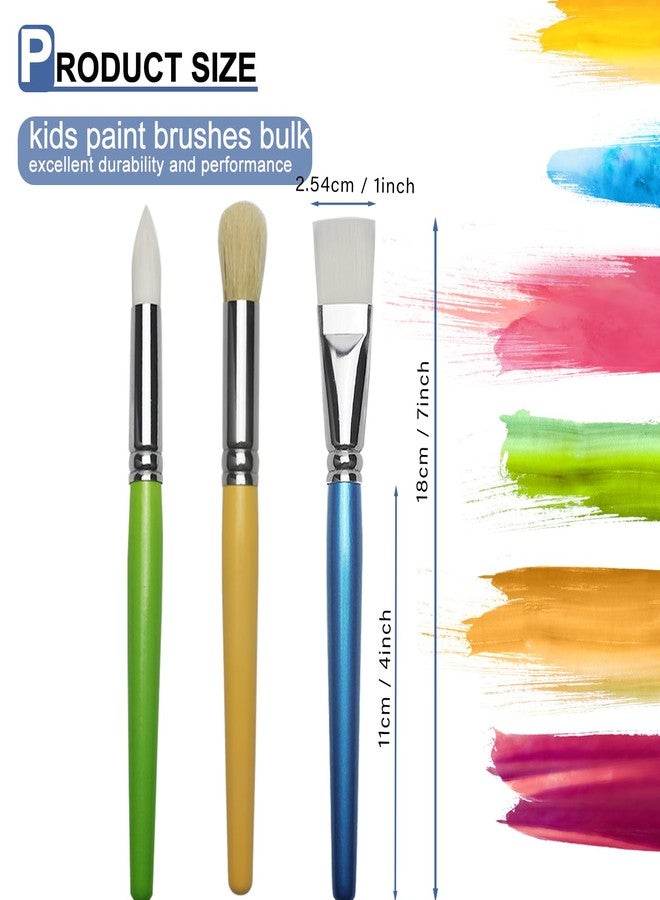 GACDR Bulk Paint Brushes for Kids Variety 36 Pcs, Back to School Toddlers PaintBrushes, Flat & Round Mop Paint Brushes for Toddlers & Classrooms，Short Wooden Handle - Image 2
